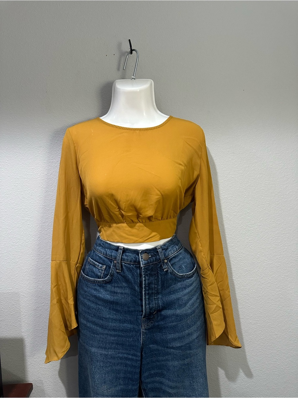 Ambiance Mustard Long-Sleeve Cropped Top